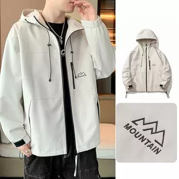 Куртка с капюшоном, мужская, весенне-осенняя, свободная, универсальная, ветрозащитная, куртка для активного отдыха, повседневная, студенческая, куртка-карго S