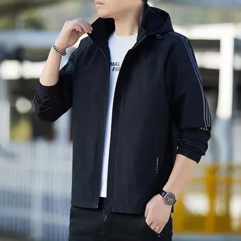 Куртка с капюшоном мужская весенняя новая куртка верхняя часть весна и осень повседневная универсальная молодежная пальто большого размера для мужчин M слоновая кость