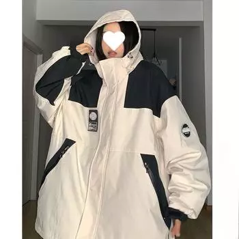 Куртка с капюшоном мужская весенняя ветрозащитная куртка-бомбер большого размера свободная пара альпинистская горнолыжная куртка M