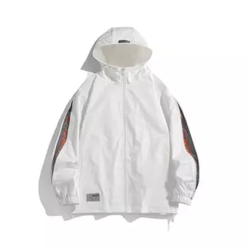 Куртка с капюшоном мужская весна и осень новая корейская бейсбольная форма с открытыми плечами модный кардиган топы куртка мужская одежда M