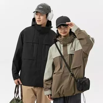 Куртка с капюшоном мужская весна и осень новый тренд свободная и универсальная куртка с капюшоном для горного отдыха ветрозащитное пальто для пары S
