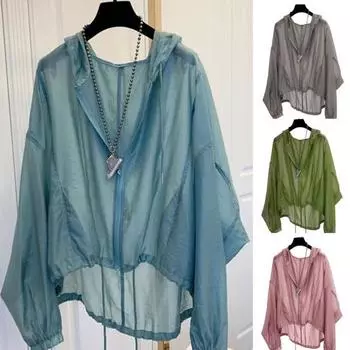 Куртка с капюшоном, прозрачная универсальная женская ультратонкая солнцезащитная куртка для рыбалки, повседневная одежда L розовый