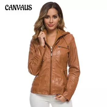 Куртка с капюшоном Съемная женская весенне-осенняя куртка больших размеров XS чёрный