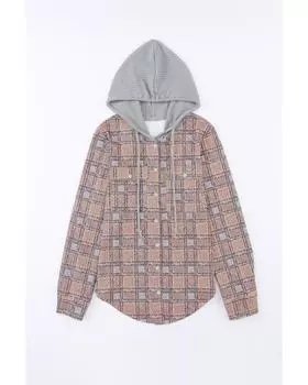 Куртка с капюшоном в контрастную клетку Azura Exchange M фиолетовый