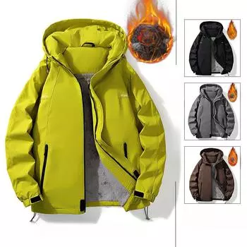 Куртка с капюшоном, зимняя, ветрозащитная, водонепроницаемая, мужская, флисовая, утолщенная, куртка мужская, в стиле Гонконга, мужская M