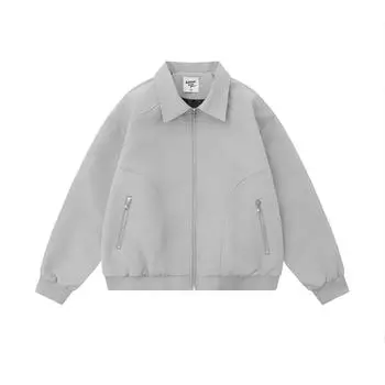 Куртка с карманом на молнии, парное пальто M серый