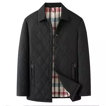 Куртка с лацканами средней и длинной длины с накладкой Мужская термокуртка с накладкой Деловая повседневная куртка с накладкой L чёрный