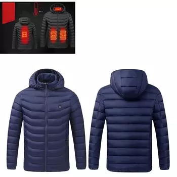 Куртка с подогревом USB Мужская Женская Зимняя Куртка с электроподогревом Теплая Спортивная Термопальто S-4XL S чёрный