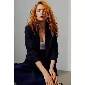 Куртка с присборенными рукавами H&M темно-синяя 1124589012