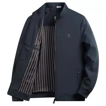 Куртка с воротником-стойкой, мужская новая деловая повседневная мужская простая и универсальная однотонная куртка для папы среднего и пожилого возраста, весенне-осеннее пальто M