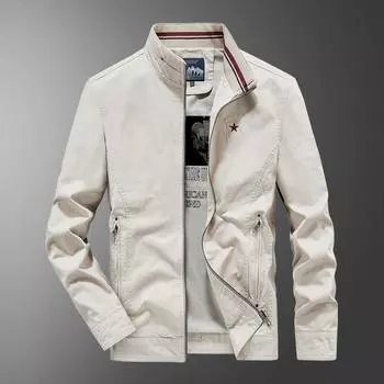 Куртка с воротником-стойкой, мужская, весенняя и осенняя, модные тенденции, красивая повседневная рубашка, топы, простые мужские куртки, мужские M