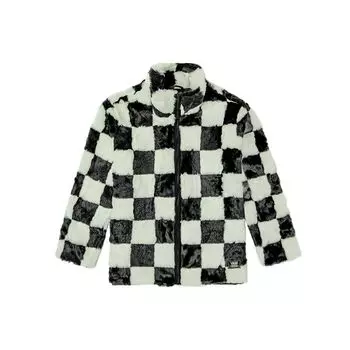 Куртка с воротником-стойкой Vans в шахматном порядке, женская верхняя одежда, черный, белый цвет VN0A5LJ5705 S