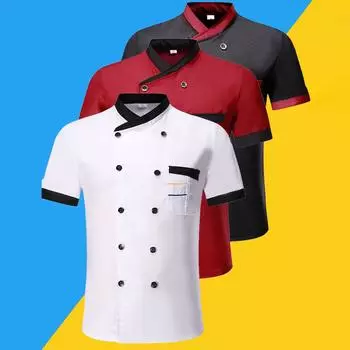 Куртка шеф-повара с коротким рукавом для мужчин и женщин, униформа для общественного питания, ресторана, кухонная рубашка для повара, одежда для пекаря, официанта XXXXL белый