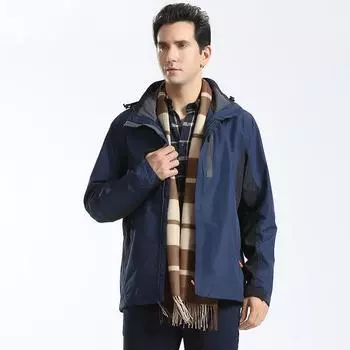 Куртка штормовая для пар мужчин и женщин плюс флисовый утолщенный плащ три в одном зимнее водонепроницаемое ветрозащитное съемное пальто M