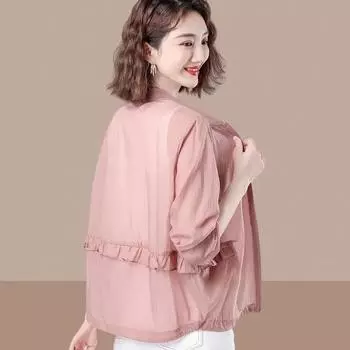 Куртка Солнцезащитная одежда Тонкий кардиган Повседневная летняя солнцезащитная одежда для улицы Свободная дышащая женская солнцезащитная одежда для женщин XS фиолетовый