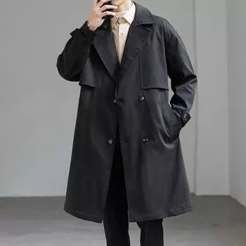 Куртка средней длины для мужчин, свободный крой, мужская одежда, британская ветровка, куртка для мужчин XXXL