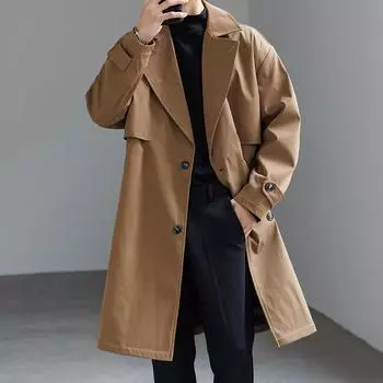 Куртка средней длины для мужчин, свободный крой, мужская одежда, британская ветровка, куртка для мужчин L