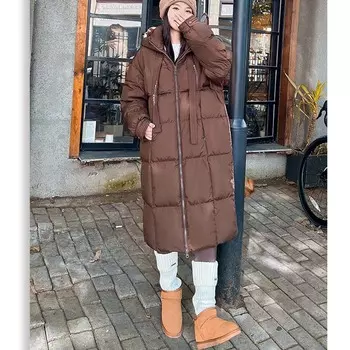 Куртка средней длины из хлопка-пуховика, женские модели, осенне-зимнее модное пальто в стиле темперамент S фиолетовый