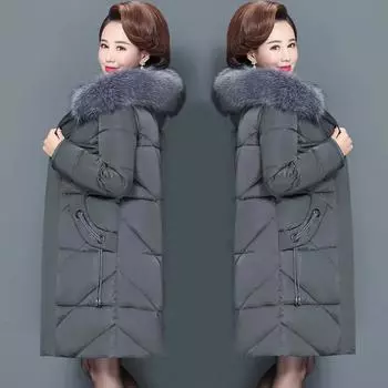 Куртка средней длины с большим меховым воротником и хлопковой подкладкой, женская, с длинными рукавами, однотонная, на молнии, толстое пальто в стиле Харадзюку, теплое, удобное, зимнее XL чёрный