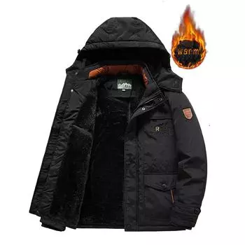 Куртка средней длины с хлопковой подкладкой, мужская, большого размера, из утолщенного бархата, теплая, с хлопковой подкладкой, куртка с капюшоном XL темно-зеленого