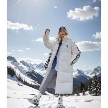 Куртка средней длины с пуховиком для женщин зимой Новый стиль с капюшоном Утолщенная свободная куртка с хлопковой подкладкой L серый