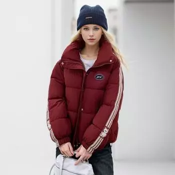 Куртка стеганая зимняя женская с коротким воротником-стойкой из хлопка, модная повседневная теплая куртка L чёрный