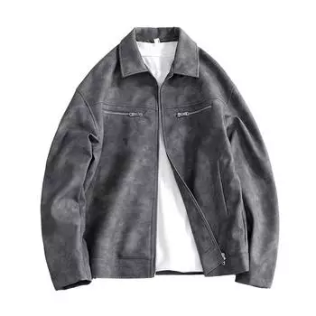 Куртка, свободная рабочая одежда, кожаная куртка, мужской мотоциклетный костюм, кожаная куртка, верхняя одежда XXXL чёрный