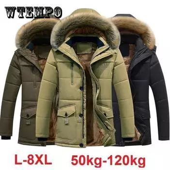 Куртка свободного покроя, мужская зимняя куртка, утепленная хлопковая куртка, мужское пальто с капюшоном, мужская ветрозащитная водонепроницаемая парка L темно-зеленого