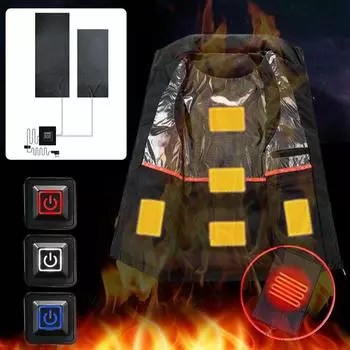 Куртка тканевая грелка 1/2/3/4/5 зон нагрева водонепроницаемый USB нагревательный лист 3 передачи регулируемая температура термо для одежды