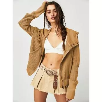 Куртка Толстовка в стиле пэчворк Женская толстовка с капюшоном с напуском Стильная толстовка на молнии с капюшоном Короткий трикотаж S чёрный