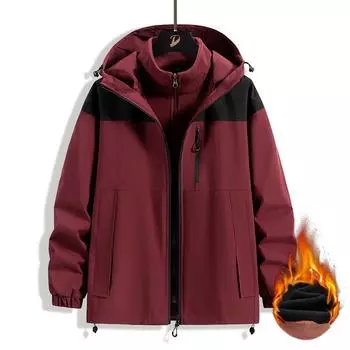 Куртка три в одном мужская осенне-зимняя функциональная ветрозащитная утолщенная ветрозащитная куртка с капюшоном модная спортивная верхняя одежда S