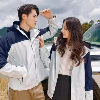 Куртка три в одном утепленная осень и зима новая ветрозащитная и водонепроницаемая одежда для альпинизма на открытом воздухе модная с капюшоном S