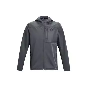 Куртка Under Armour с капюшоном и однотонным логотипом бренда, на молнии, мужские куртки персиково-серого цвета 1371587-012 XL