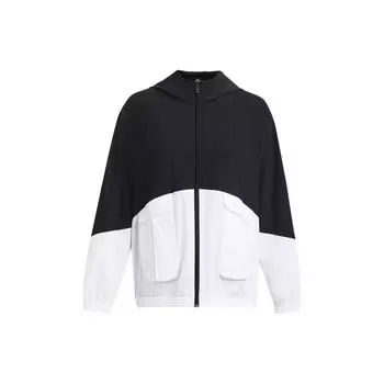 Куртка Under Armour UA Armour Color Block с капюшоном, застежкой-молнией и длинным рукавом, женская, черная, белая 1382699-001 XL