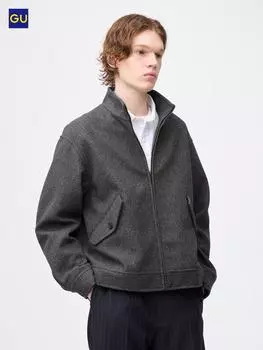 Куртка Uniqlo Gu Cozy Melton на молнии с воротником-стойкой 07 GRAY/MEN S