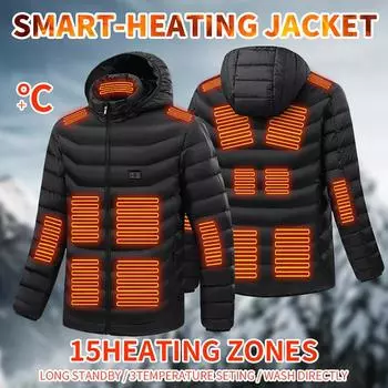 Куртка унисекс с электрическим подогревом, теплая тканевая грелка для тела, USB-пальто M-5XL M чёрный