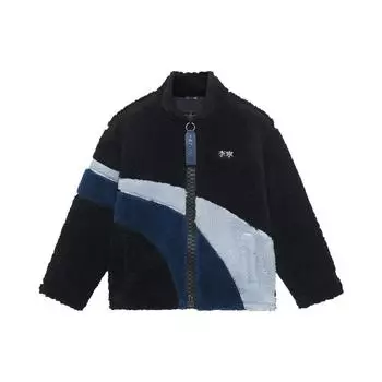 Куртка унисекс с вышитым логотипом серии Li Ning Sports Lifestyle, застежкой-молнией и воротником-стойкой, черная AFDSA39-5 XL