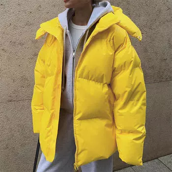 Куртка Верхняя часть Стеганое пальто с капюшоном Пальто свободного покроя хлопковое пальто женское S