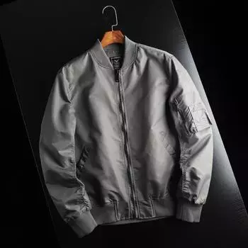 Куртка Весна и Осень Куртка пилота ВВС Бейсбольный костюм Инструментальная утолщенная хлопковая куртка M чёрный