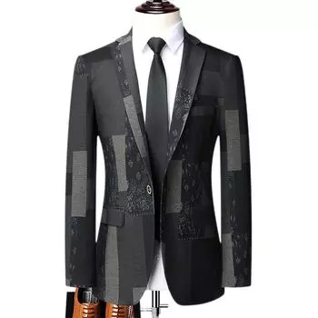 Куртка Высокая эластичная одинарный костюм индивидуальный тренд корейская версия маленький костюм модный костюм мужской M