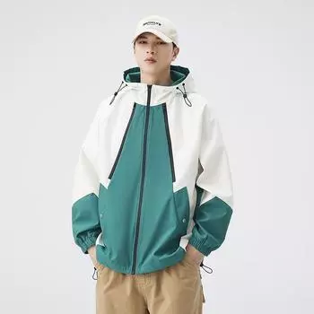 Куртка в цвете, свободная, контрастная, модная, ветрозащитная куртка для отдыха на открытом воздухе, куртка с капюшоном, новинка весны и осени S