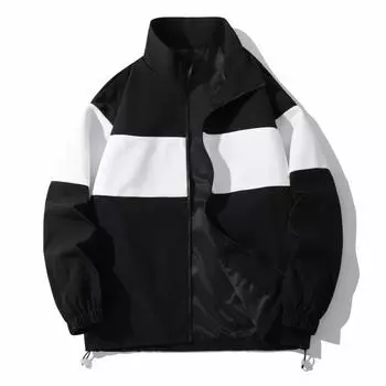 Куртка в гонконгском стиле, мужская, универсальная и прочная, высококачественная, весна и осень, молодежная, повседневная, свободная и тонкая S чёрный