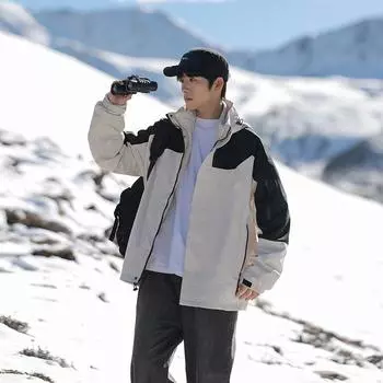 Куртка в парном стиле, флисовая утолщенная подкладка, съемная, из двух частей S хаки