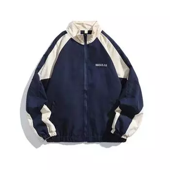 Куртка в стиле хип-хоп, женская ветровка с лоскутным принтом, пальто корейской моды, весна-осень, тонкие куртки XS темно-синий