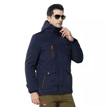 Куртка в стиле милитари из хлопка для людей среднего и пожилого возраста, стираная куртка, мужское пальто с толстым бархатом и хлопковая куртка 6XL чёрный