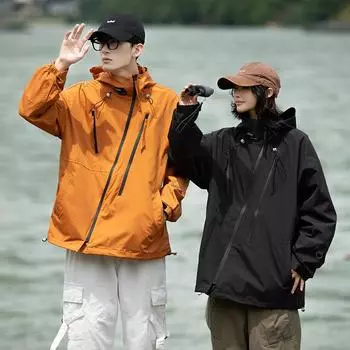 Куртка весна-осень, повседневная, свободная, однотонная, инструментальная, многофункциональная, верхняя куртка M