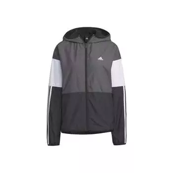 Куртка-ветровка Adidas Jersey Top Team Loose Fit IEH73 женская черная/серая Five/белая (IK9870) Дж/Л