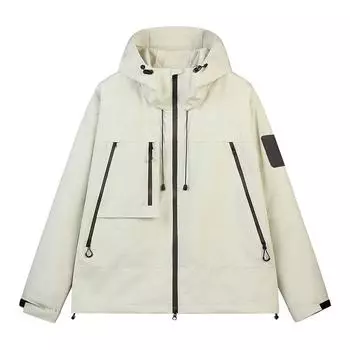 Куртка водонепроницаемая мужская функциональная ветровка сумка куртки штурмовой костюм осень мужчины/женщины с капюшоном молния пара походное пальто 3XL светло-бежевый