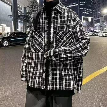 Куртка Xiaoxiangfeng мужская весна и осень новая корейская стильная черно-белая клетчатая красивая высококачественная американская ретро-куртка M