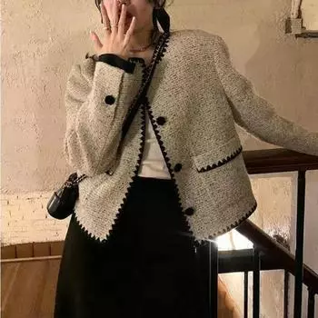 Куртка Xiaoxiangfeng женская весна и осень мода новый темперамент светская львица французский ниша топ высокого класса короткий стиль модный S